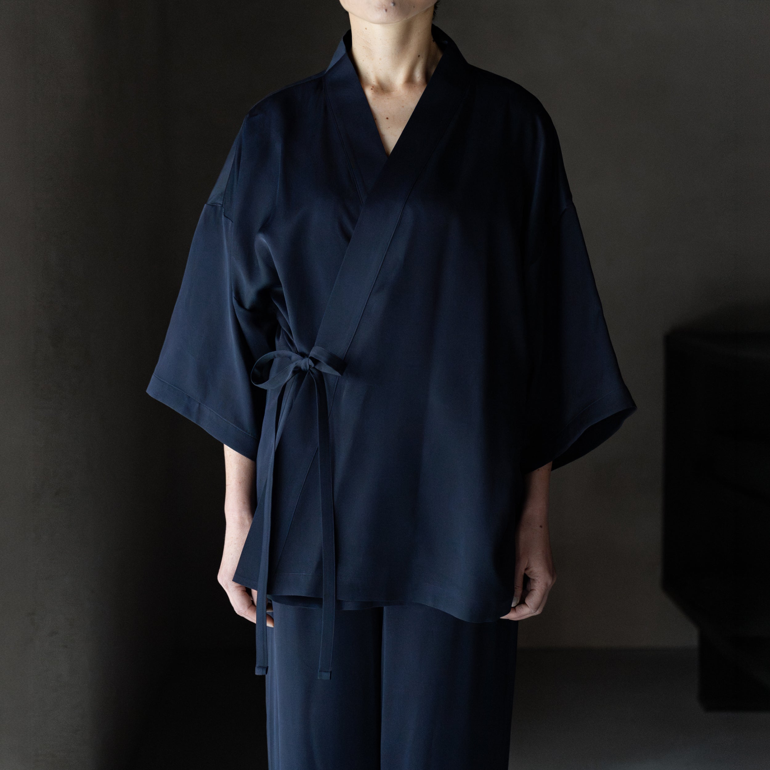 Silk Pajamas | Top - Navy