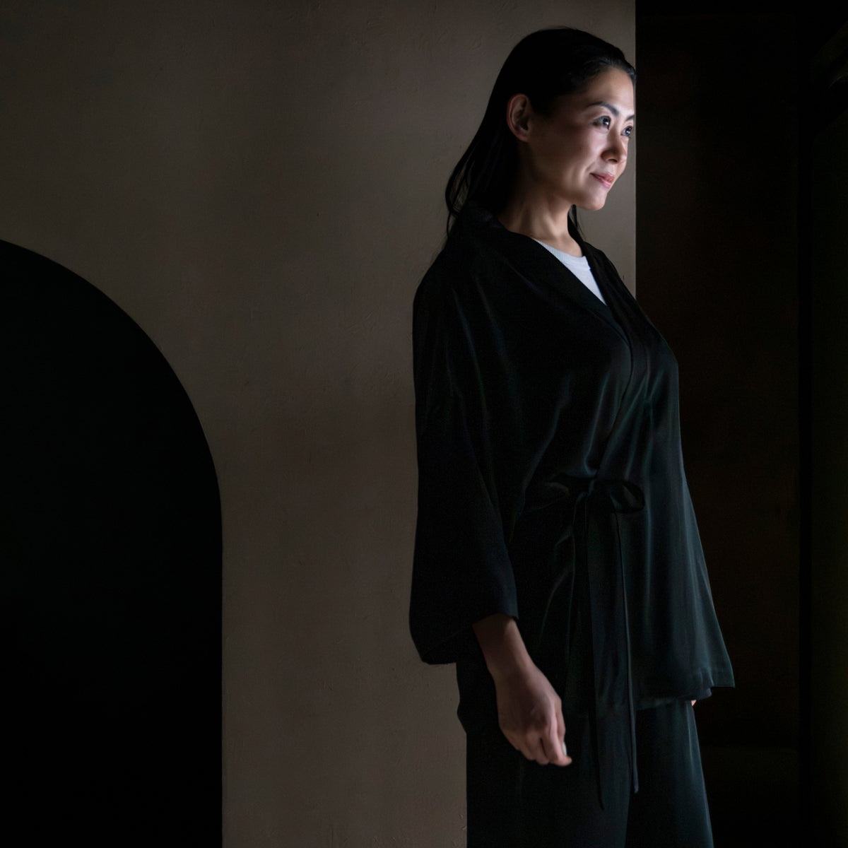 Silk Pajamas | Top - Black