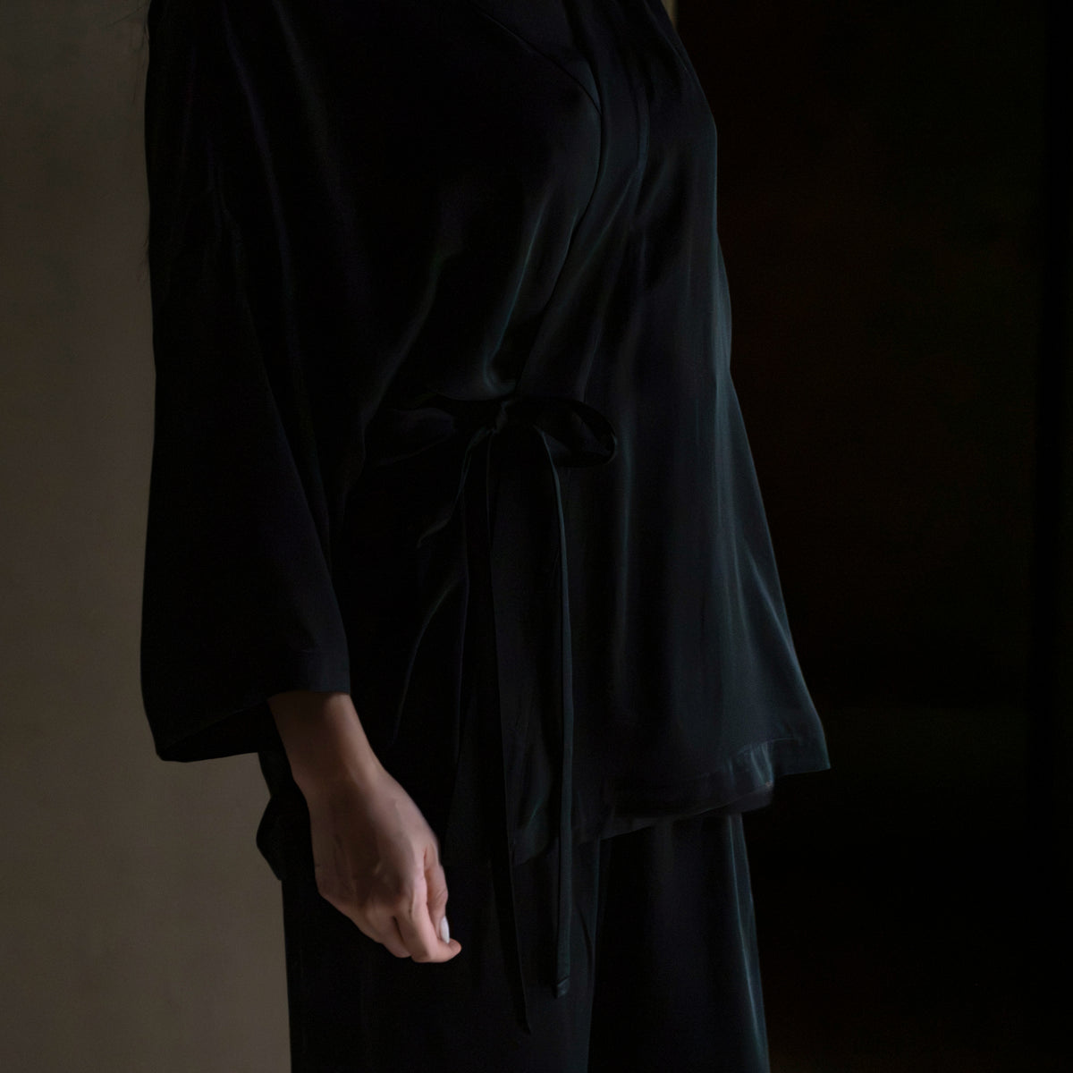 Silk Pajamas | Top - Black